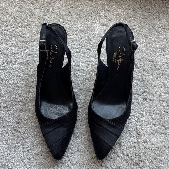 Vintage Cole Haan Collection Made in Italy Elegant Black Slingback Heels - Picture 3 of 12